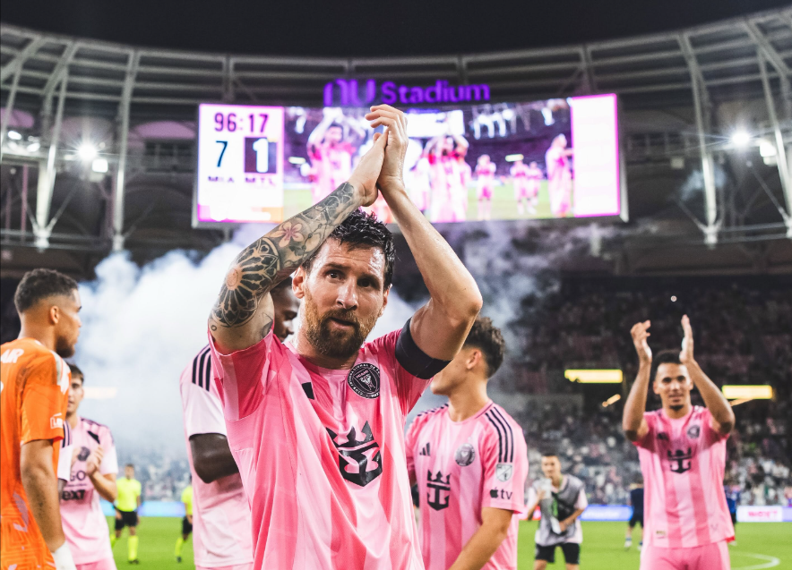 Lionel Messi celebrates his goal against CF Montreal on Sunday, August 30, 2026 at the Nu Stadium. PHOTO/https://www.facebook.com/InterMiamiCF/photos