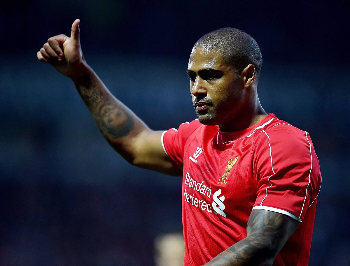 BLACKBURN, ENGLAND - APRIL 08:  (THE SUN OUT, THE SUN ON SUNDAY OUT) Glen Johnson of Liverpool during the FA Cup Quarter Final Replay match between Blackburn Rovers and Liverpool at Ewood park on April 8, 2015 in Blackburn, England.  (Photo by Andrew Powell/Liverpool FC via Getty Images)