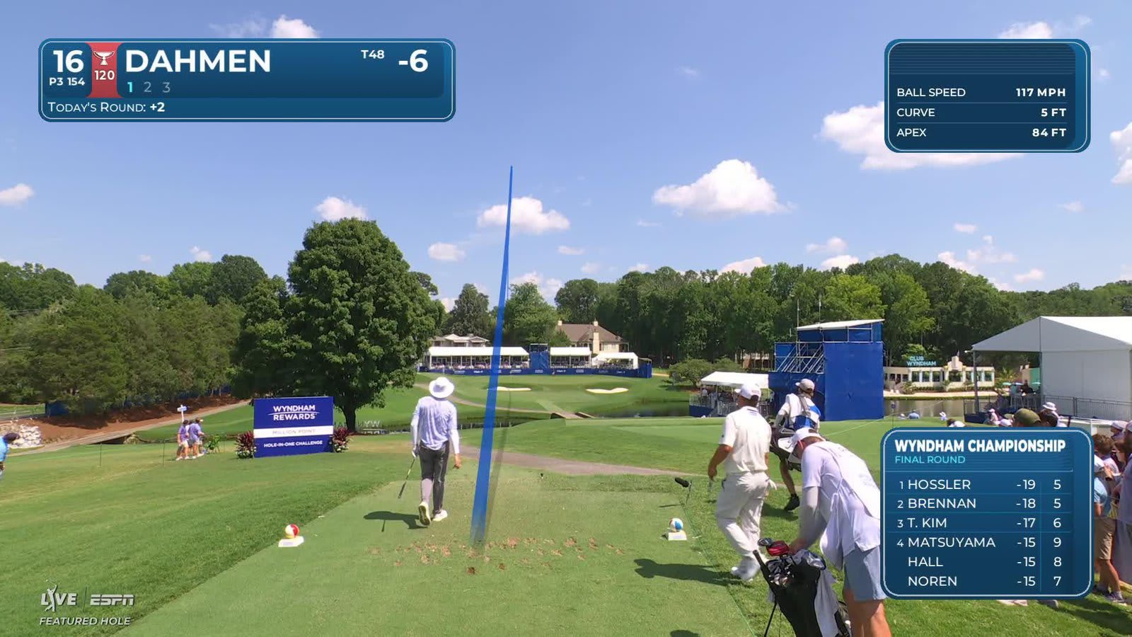Joel Dahmen hits tee shot to 15 feet, sets up birdie on No. 16 at Wyndham