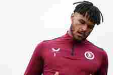 Tyrone Mings of Aston Villa in action during a training session at Bodymoor Heath training ground on August 08, 2023 in Birmingham, England.