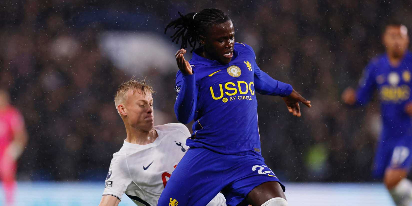 Geovany Quenda being slide tackled by Jan Paul Van Hecke