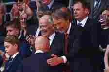 Sir Jim Ratcliffe pictured congratulating Manchester United manager Erik ten Hag