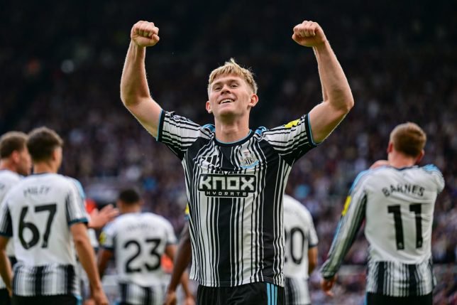 NEWCASTLE UPON TYNE, ENGLAND - SEPTEMBER 19: Lewis Hall of Newcastle United (3) celebrates after scoring Newcastle's second goal during the Premier League 2026/27 match between Newcastle United and Hull City at St James' Park on September 19, 2026 in Newcastle upon Tyne, England. (Photo by Serena Taylor/Newcastle United via Getty Images)