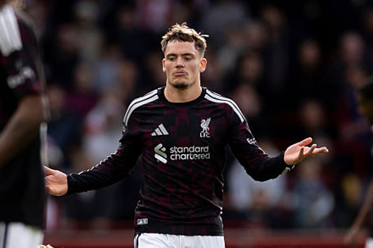 BRENTFORD, ENGLAND - OCTOBER 17: Florian Wirtz of Liverpool gestures during the Premier League 2026/27 match between Brentford and Liverpool FC at Gtech Community Stadium on October 17, 2026 in Brentford, England. (Photo by Gaspafotos/MB Media/Getty Images)