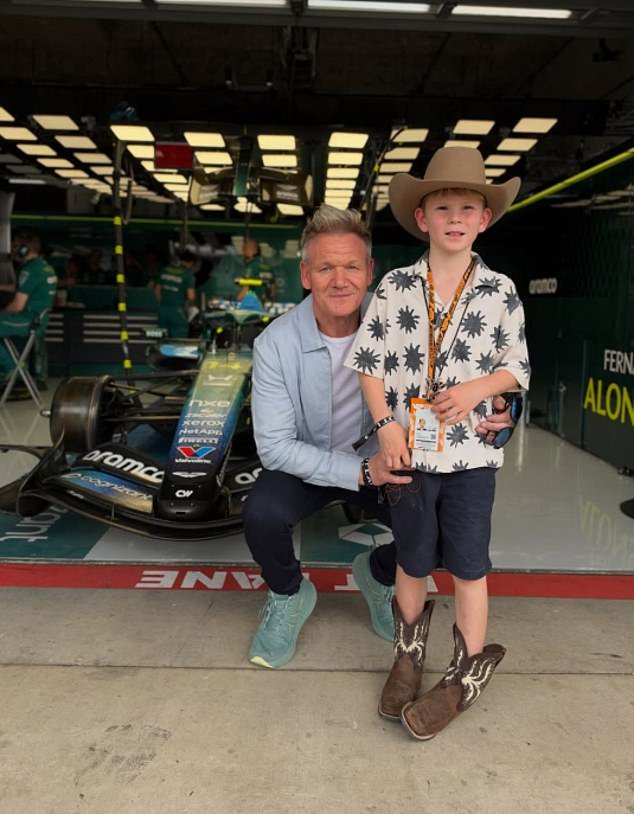 'Suited and booted and ready for an incredible @f1 race!! @oscarjramsay first ever Formula 1 at @cota_official!!', Gordon penned in the caption