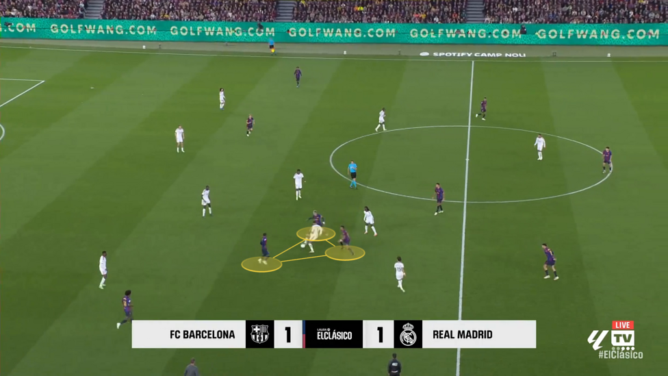 Screen grab showing the build-up to Real Madrid's winner against Barcelona.