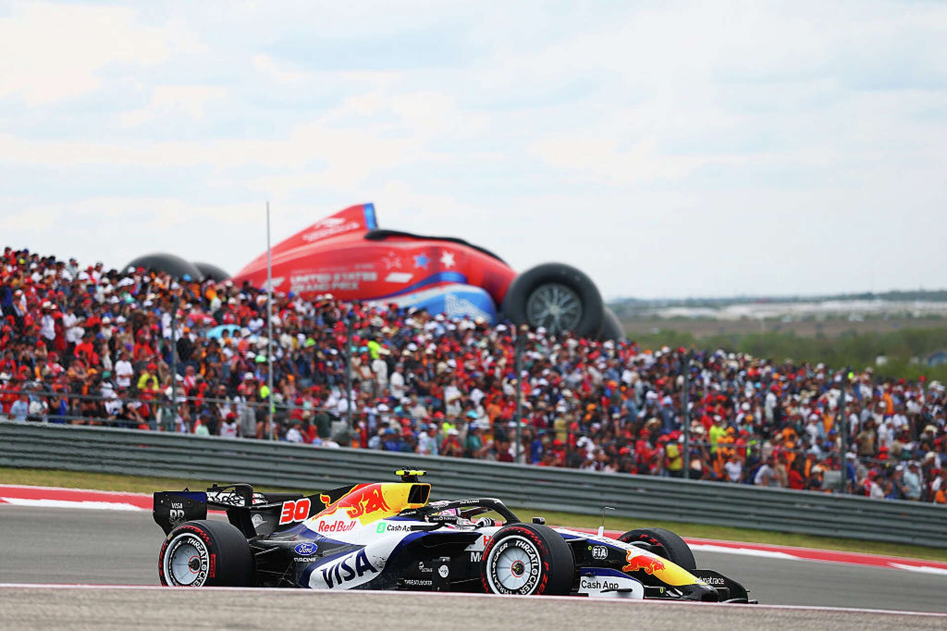AUSTIN, TEXAS - OCTOBER 25: Liam Lawson of New Zealand driving the (30) Visa Cash App Racing Bulls VCARB 03 RB Ford on track during the F1 Grand Prix of United States at Circuit of The Americas on October 25, 2026 in Austin, Texas. (Photo by Bryn Lennon - Formula 1/Formula 1 via Getty Images)