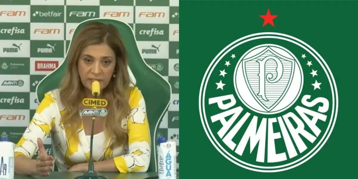 Leila Pereira e logo do Palmeiras (Reprodução: Youtube)