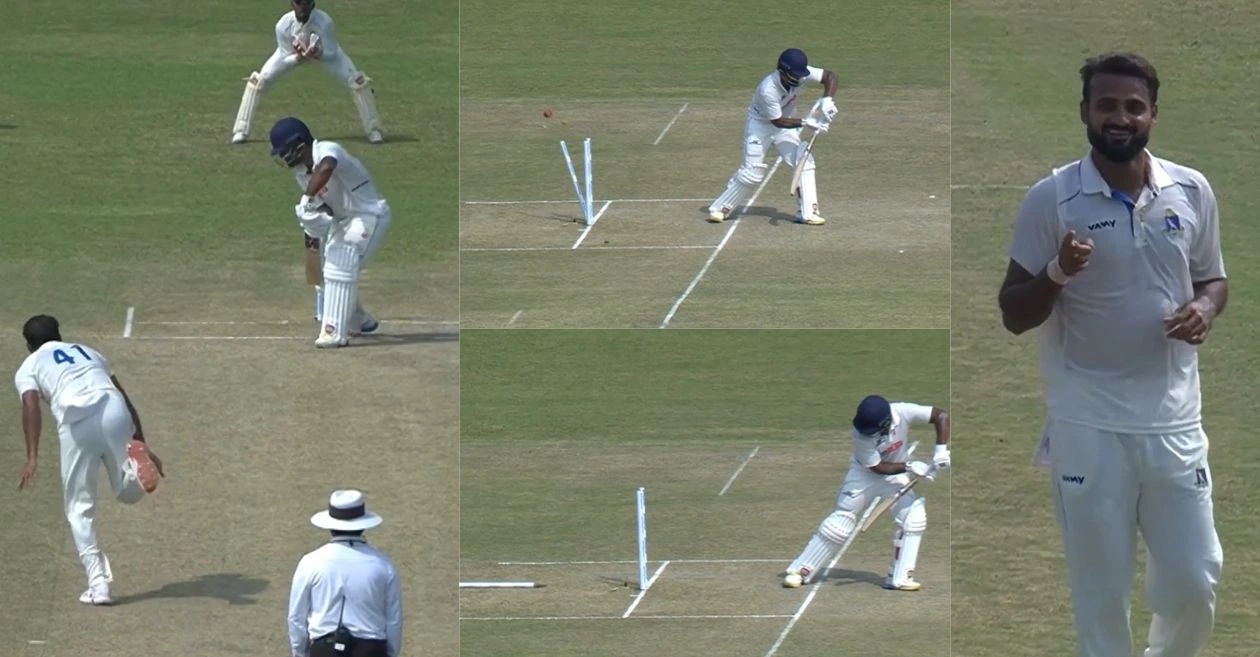 WATCH: Akash Deep cleans up Sarthak Ranjan with a brilliant inswinger in BEN vs DEL Ranji Trophy 2026-27 clash