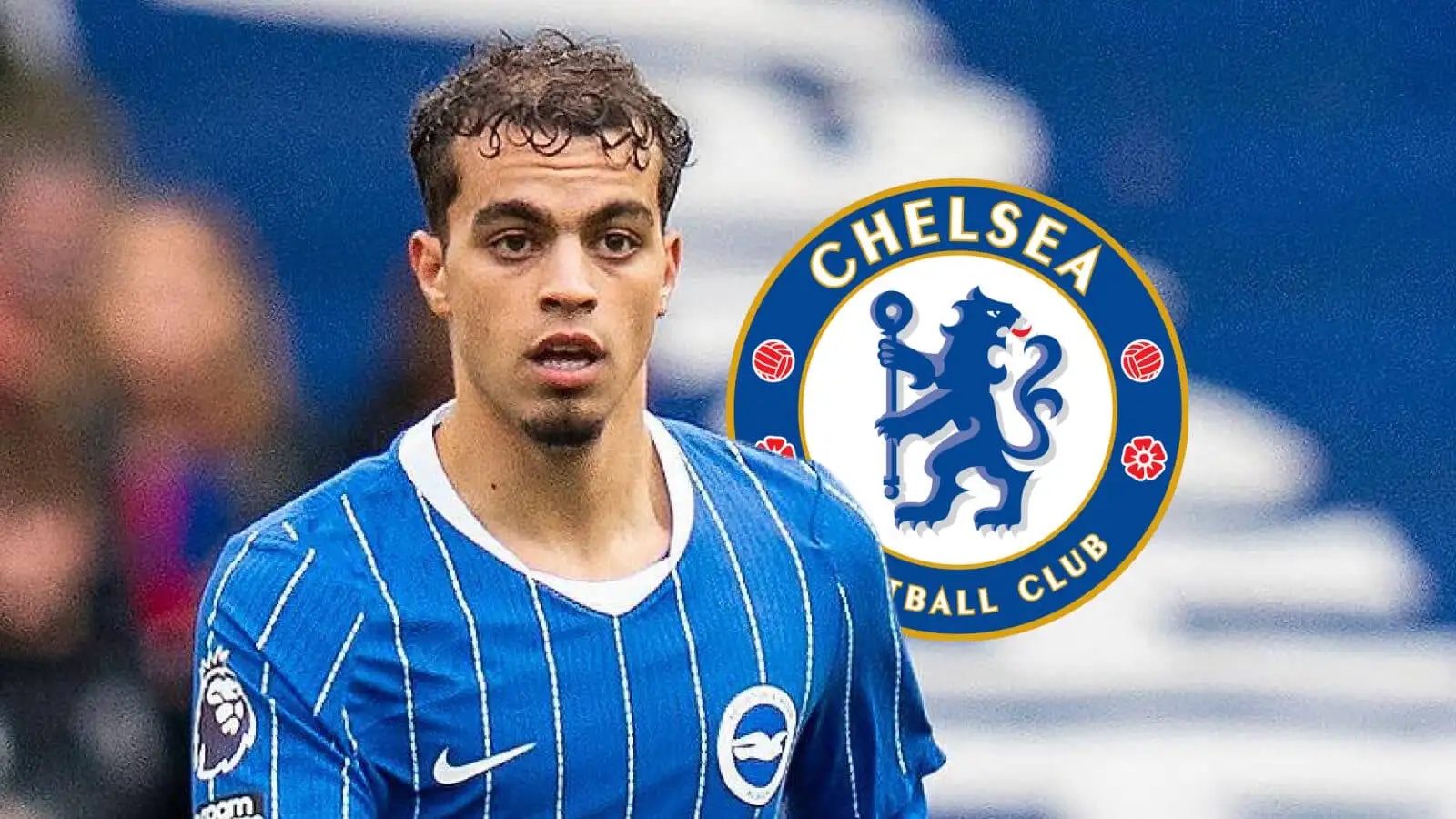Brighton star Yasin Ayari with a Chelsea badge