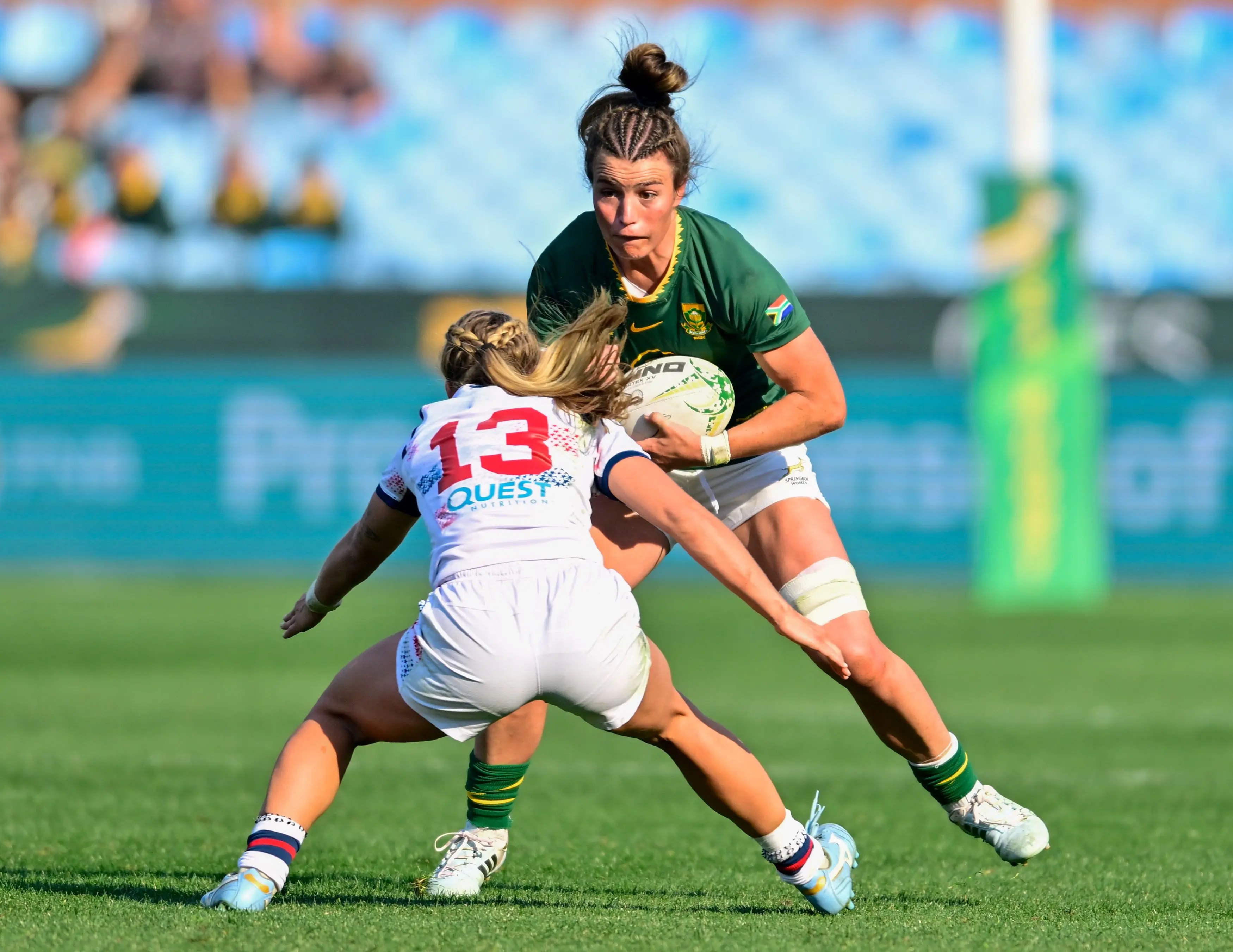 Catha Jacobs of South Africa during the Women's International match between Springbok Women and USA Women at Loftus Versfeld Pretoria
