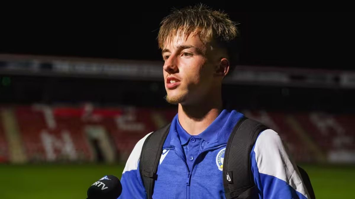Kian Hill speaks to the media after his first-team debut against Cheltenham Town on October 7 - Credit Bristol Rovers FC