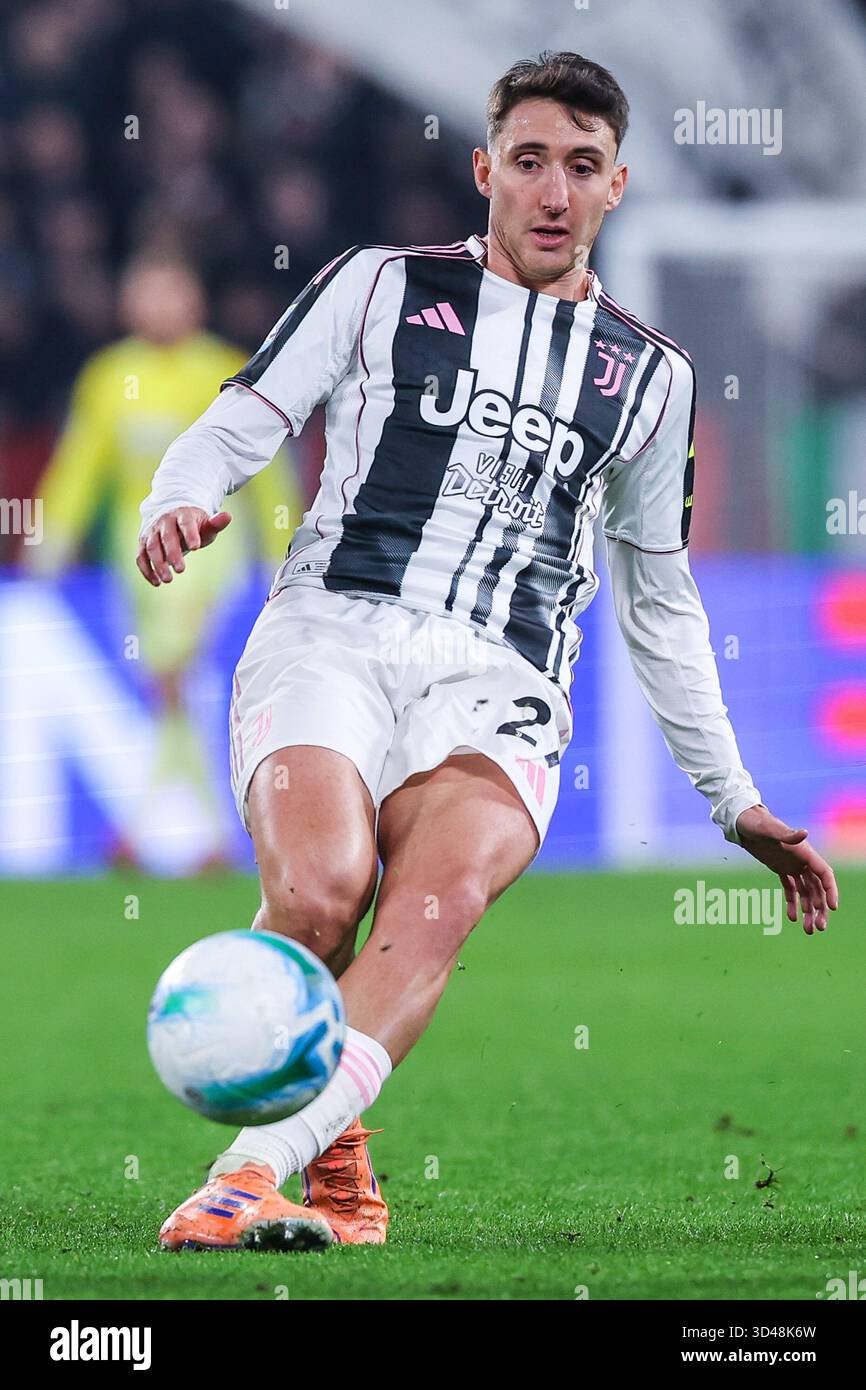 Andrea cambiaso of juventus fc seen in action during serie a football match between juventus fc and torino fc at allianz stad