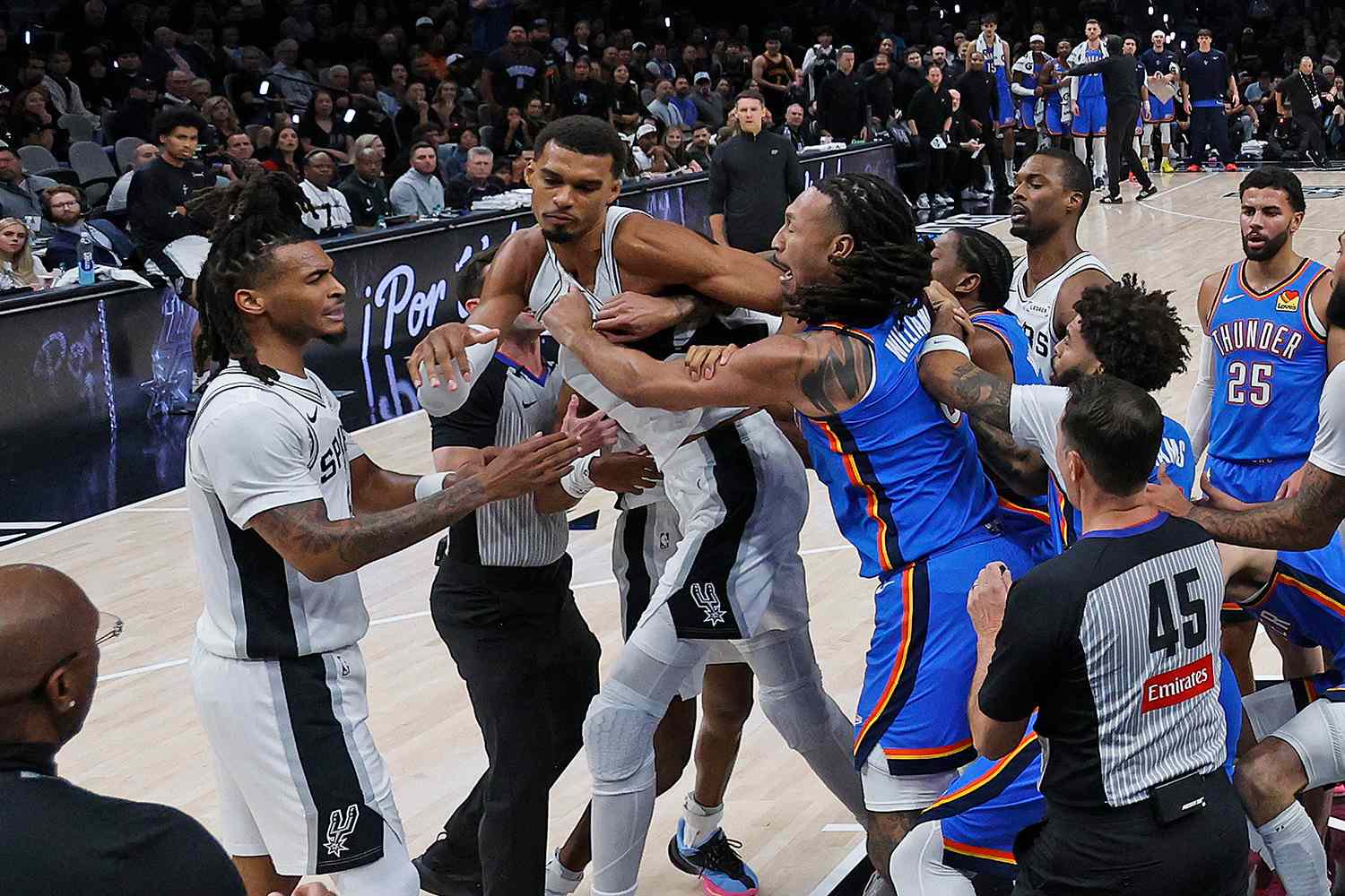 Victor Wembanyama and Jaylin WilliamsCredit: Ronald Cortes/Getty