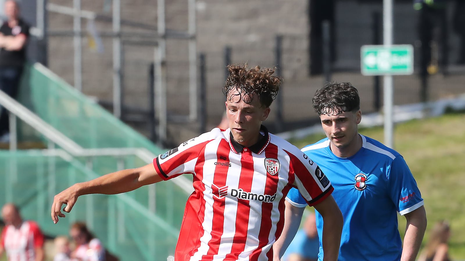 Derry City Nick Twisk with Adam Ebbs of Tolka Rovers during the FAI Cup match at Brandywell on Sunday. PICTURE: MARGARET MCLAUGHLIN 19-7-2026