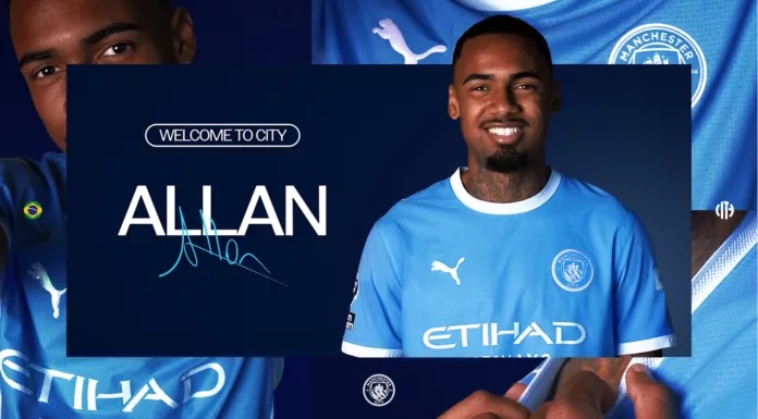 Allan, formado nas categorias de base do Palmeiras. (Imagem: Manchester City)