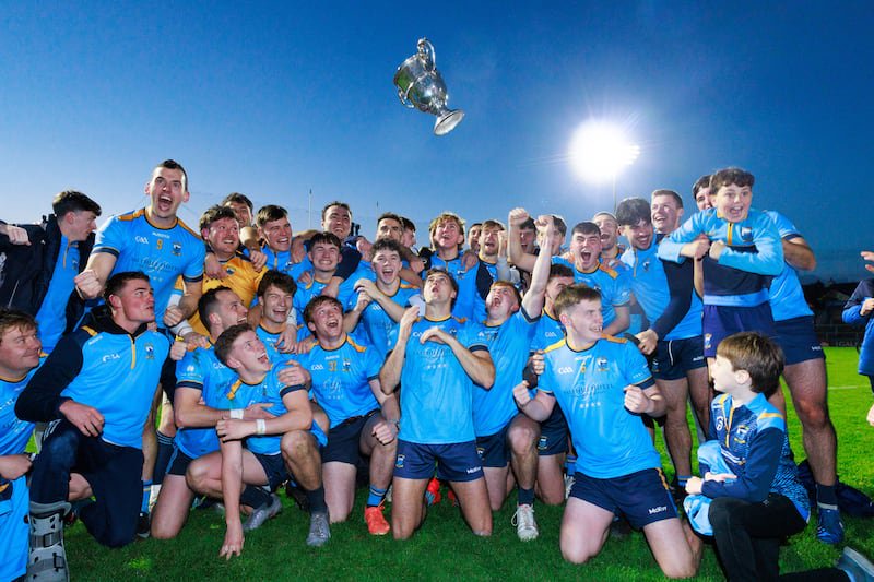 Salthill-Knocknacarra celebrate in Pearse Stadium, Galway. Photograph: Tom Maher/Inpho