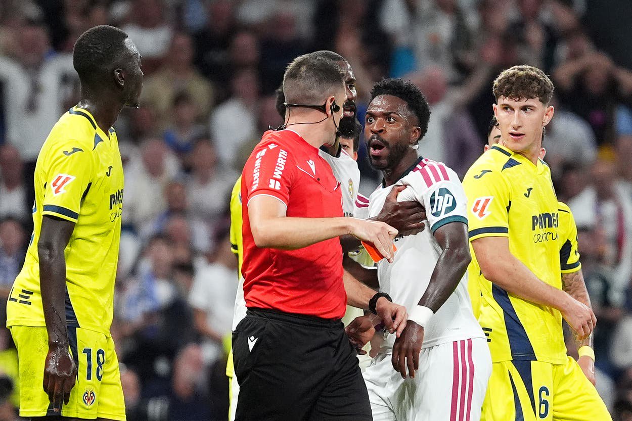 The Real Madrid winger was sent off for pulling Nathan Saliba's hair ​in ⁠Saturday's 1-0 win over Villarreal