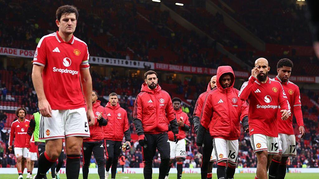 Manchester United's players after the 3-0 home defeat by Bournemouth