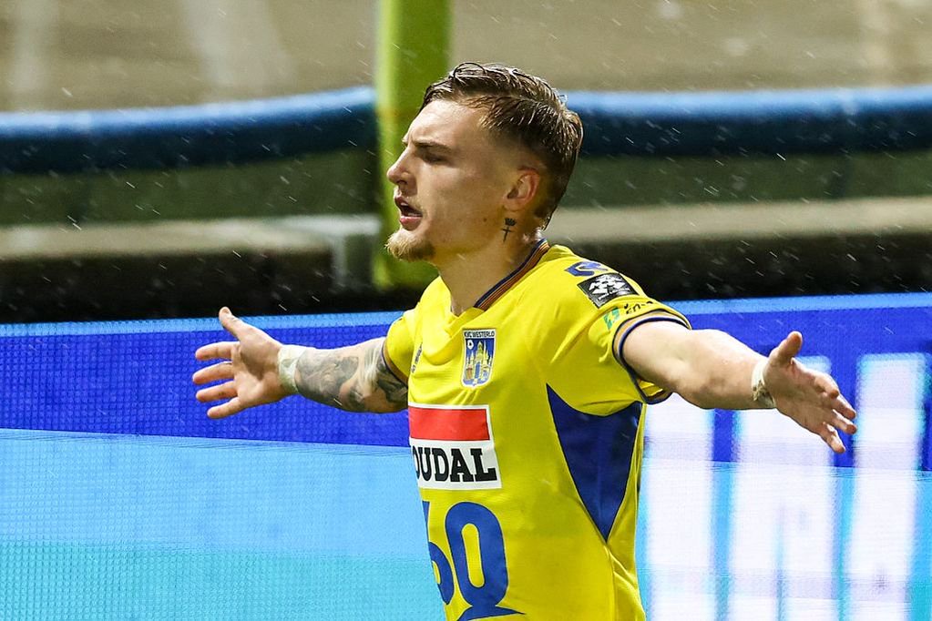 Westerlo's Norman Bassette celebrates after scoring against SK Beveren at the weekend, taking his tally to seven in nine