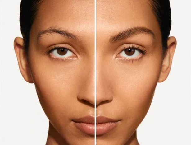 Before and after using the BabyBlade Microfine Brow Pencil