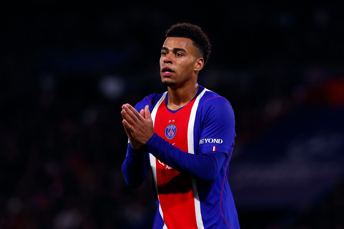 Desire Doue of Paris Saint-Germain reacts during the UEFA Champions League 2026/27 League Phase MD3 match between Paris Saint-Germain and FC Barcelona at Parc des Princes on October 20, 2026 in Paris, France. 