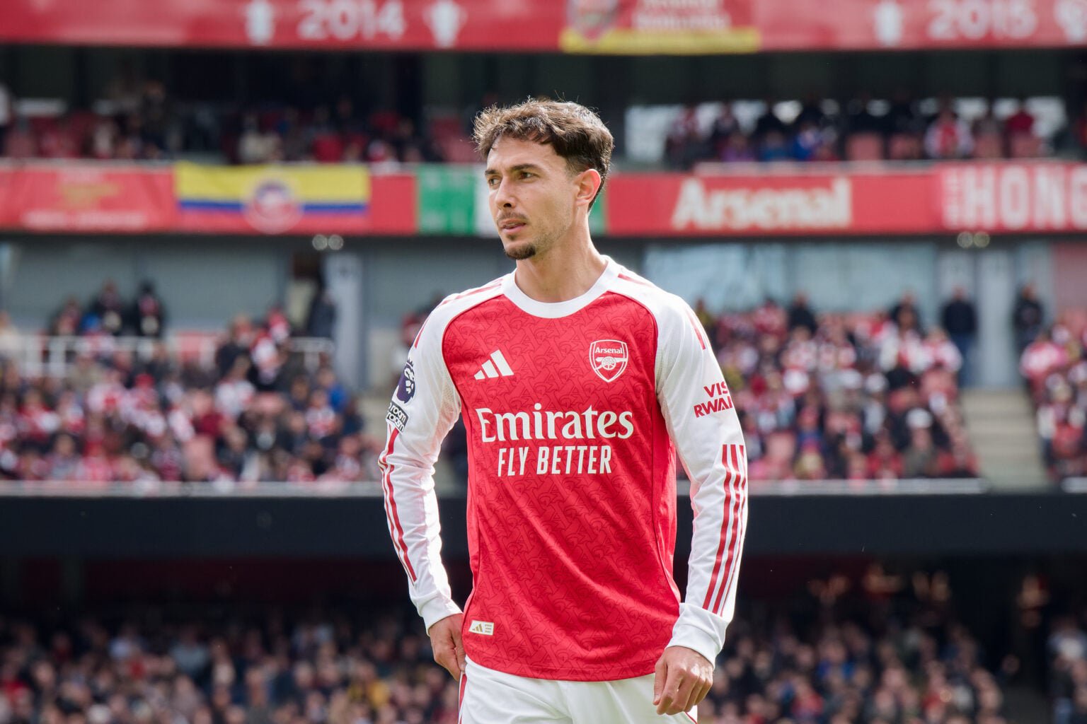 Martin Zubimendi looking on during an Arsenal game