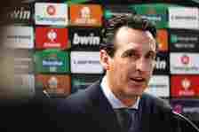 Aston Villa manager Unai Emery speaks to the media following the UEFA Europa Conference League 2023/24 Semi-Final first leg match between Aston Vil...