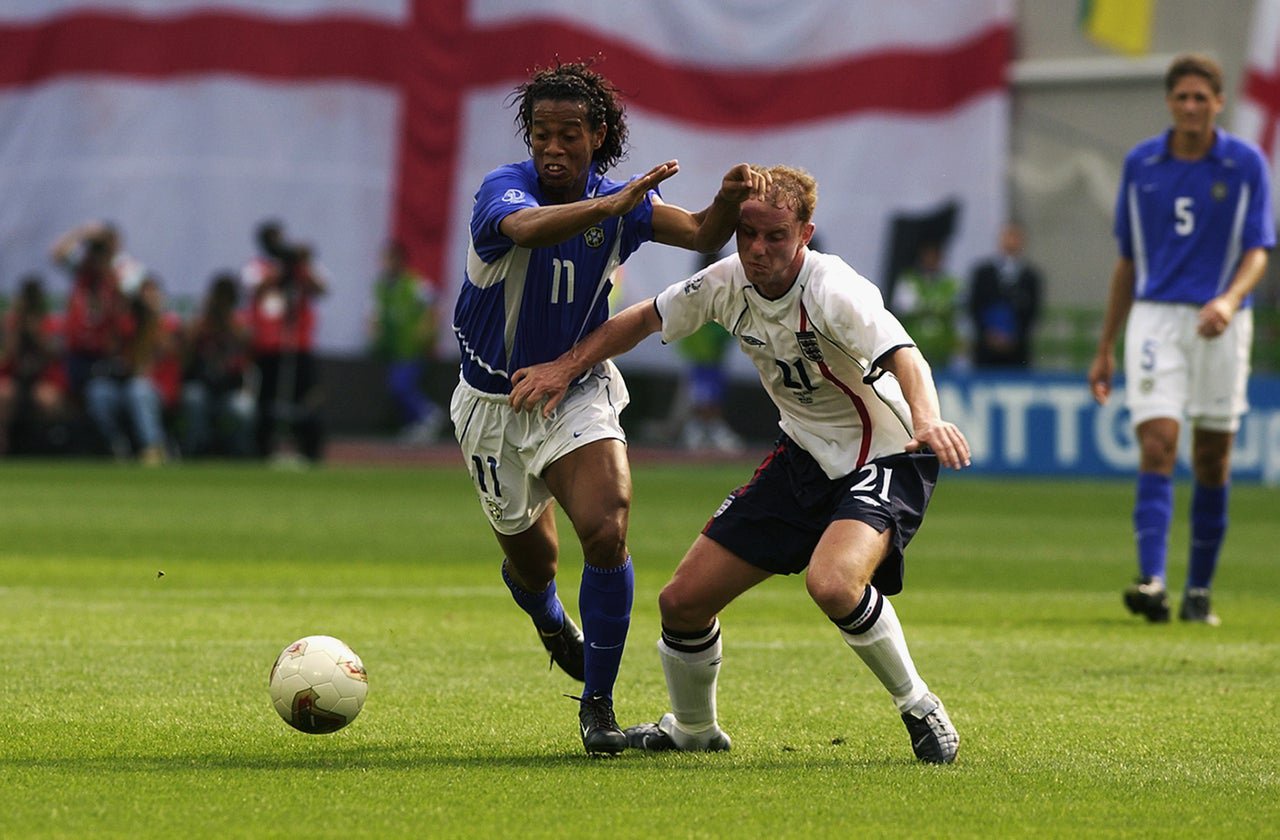 Ronaldinho vs England in the World Cup 2002 quarter-final (Getty)