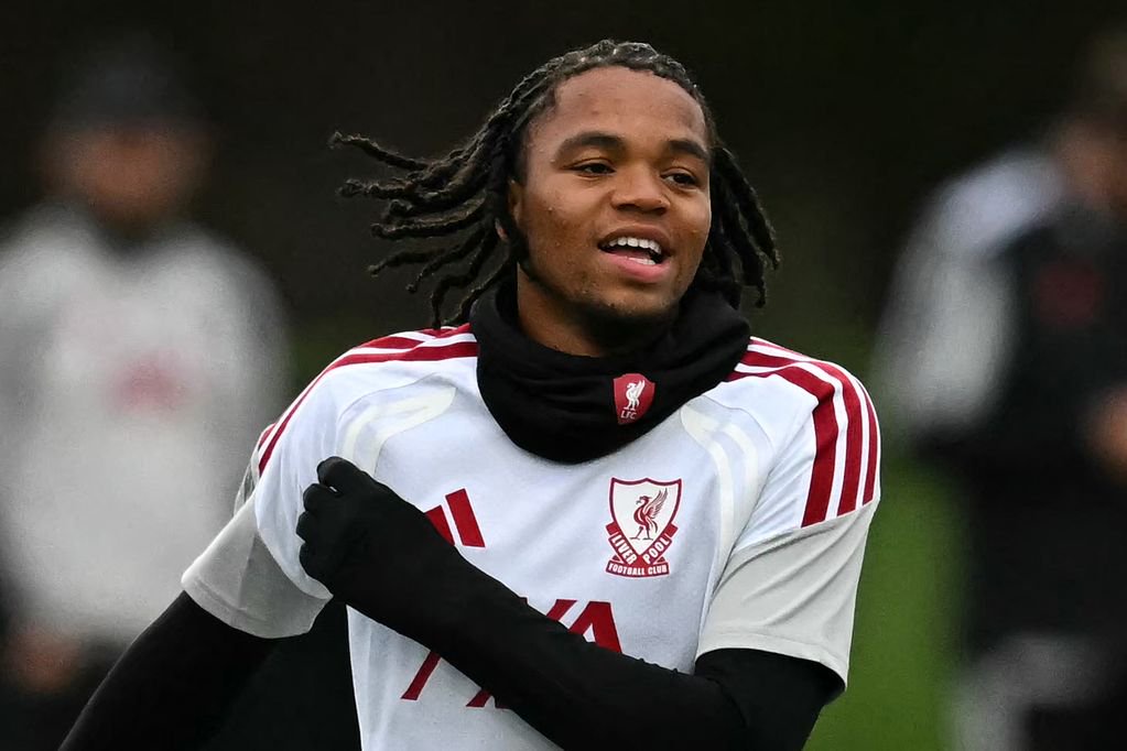 Rio Ngumoha during a Liverpool training session.