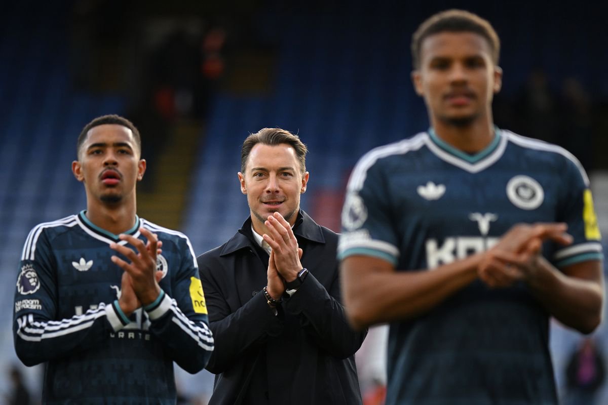 Newcastle United head coach Matthias Jaissle applauds the travelling fans at Crystal Palace