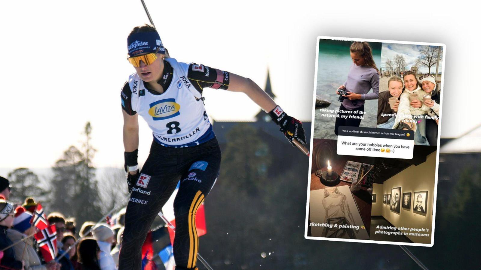 Biathlon: Weltcup, Sprint 7,5 km, Frauen. Marlene Fichtner (Deutschland) ist auf der Strecke am Holmenkollen unterwegs, Screenshot: Instagram-Story