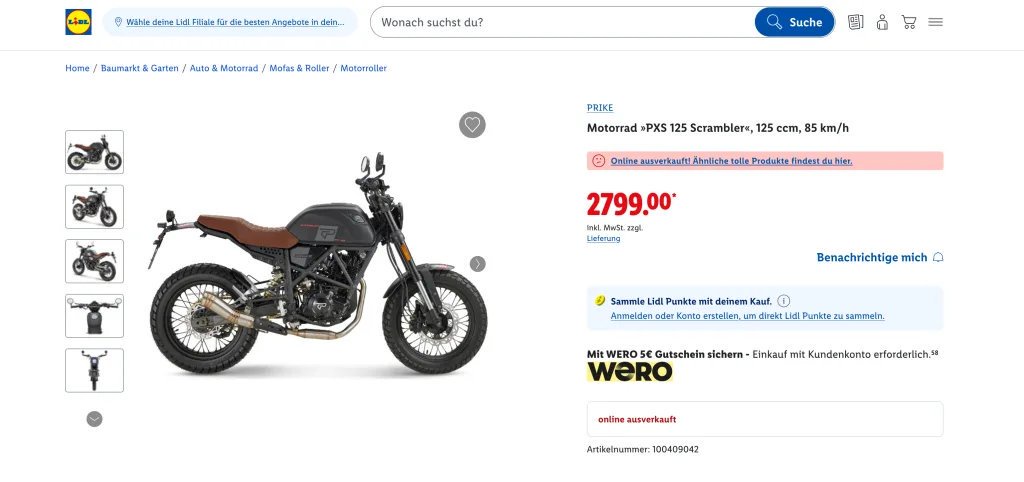 Lidl sells 125cc motorcycles under €3,000 in Germany, could France follow?
