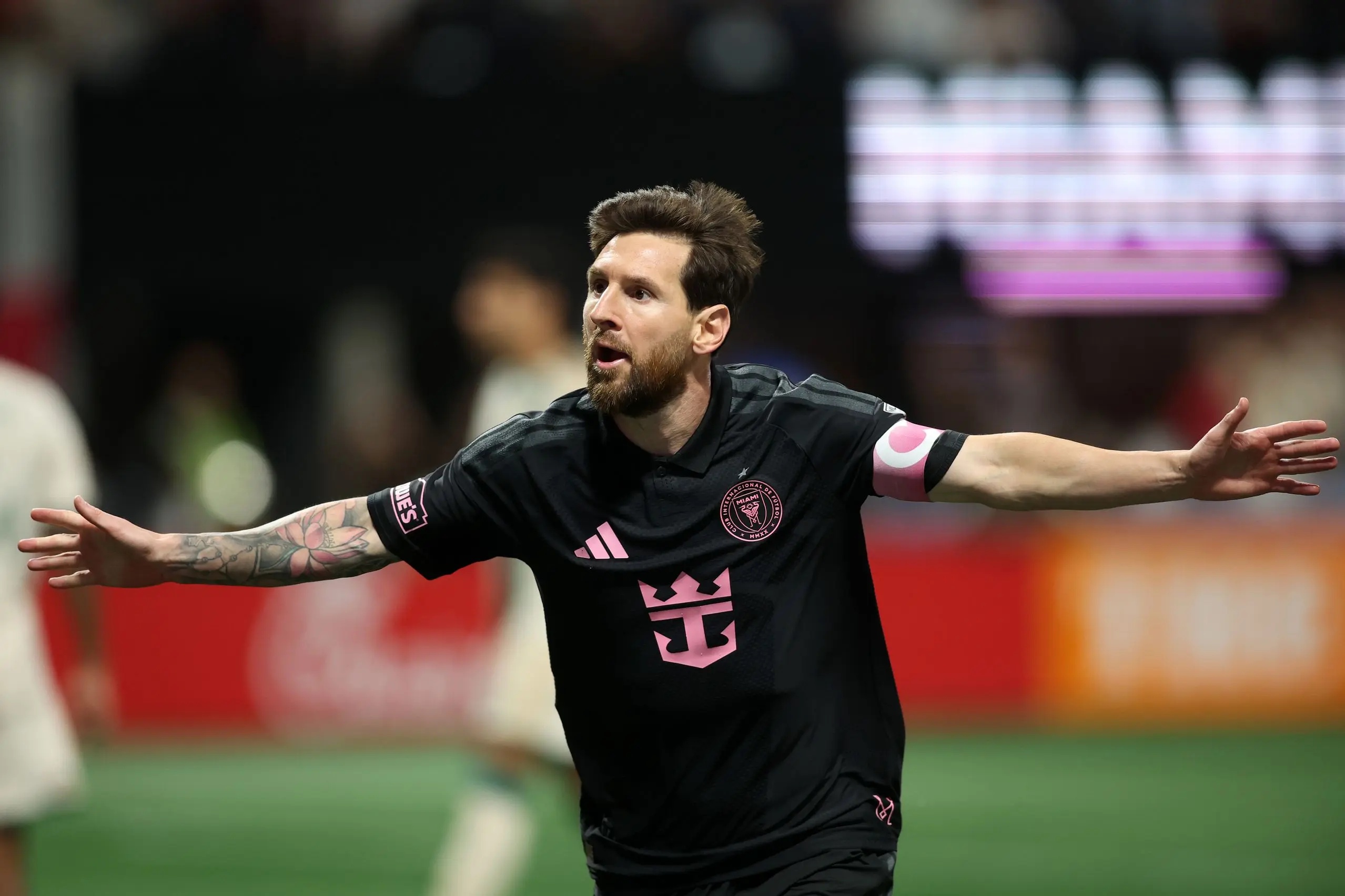 Lionel Messi celebrating.