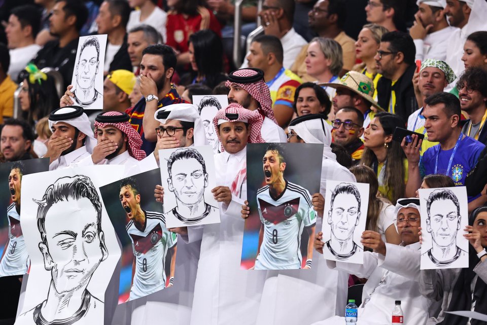 Fans held up posters of Ozil during Germany’s games