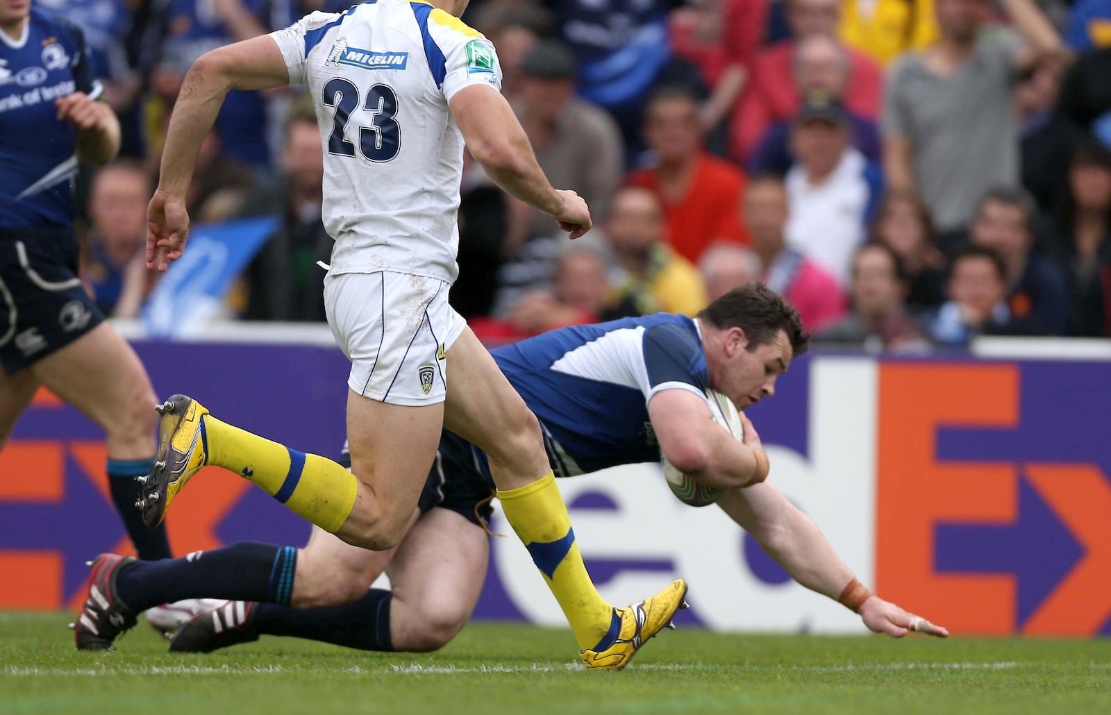 Leinster’s Cian Healy scores a try against Clermont Auvergne in the 2012 Heineken Cup semi-final. Photograph: Billy Stickland/Inpho