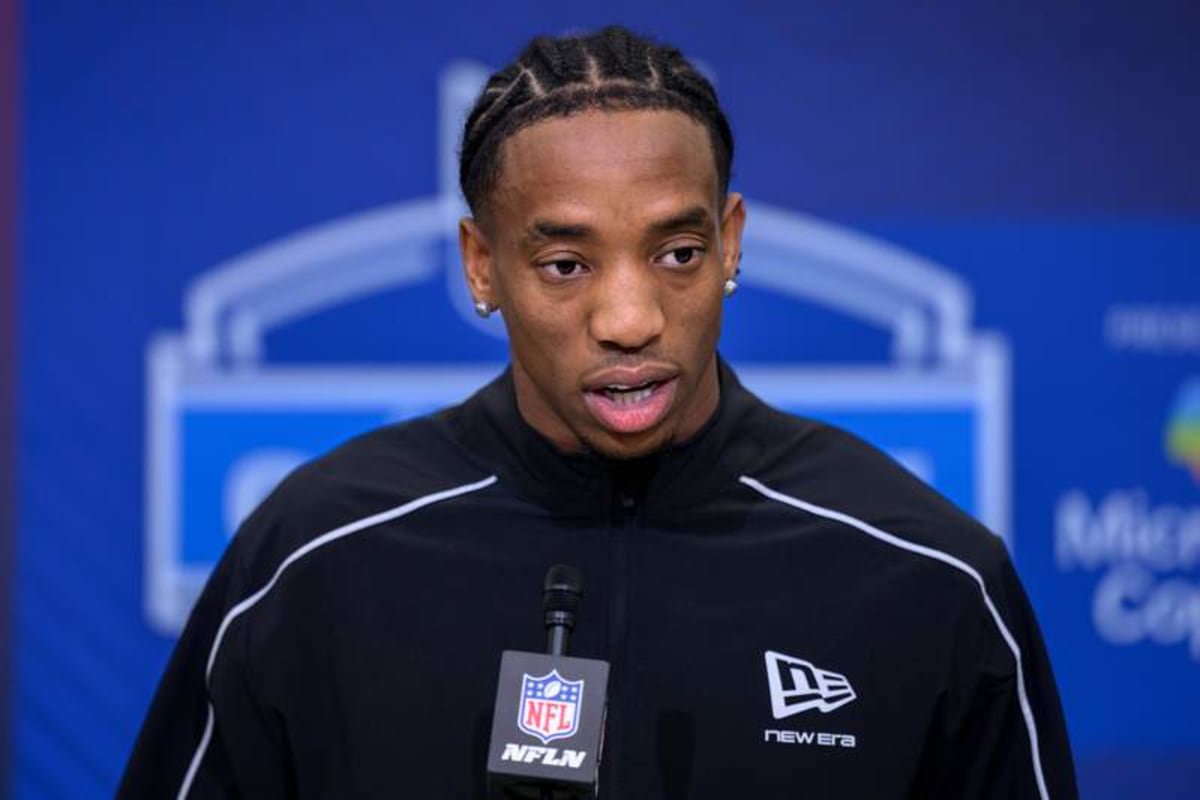 INDIANAPOLIS, IN – FEBRUARY 26: Texas defensive back Malik Muhammad answers questions from the media during the NFL, American Football Herren, USA Scouting Combine on February 26, 2026 at the Indiana Convention Center in Indianapolis, IN. Photo by Zach Bolinger/Icon Sportswire NFL: FEB 26 Scouting Combine EDITORIAL USE ONLY Icon2602262047 ©IMAGO/Icon Sportswire