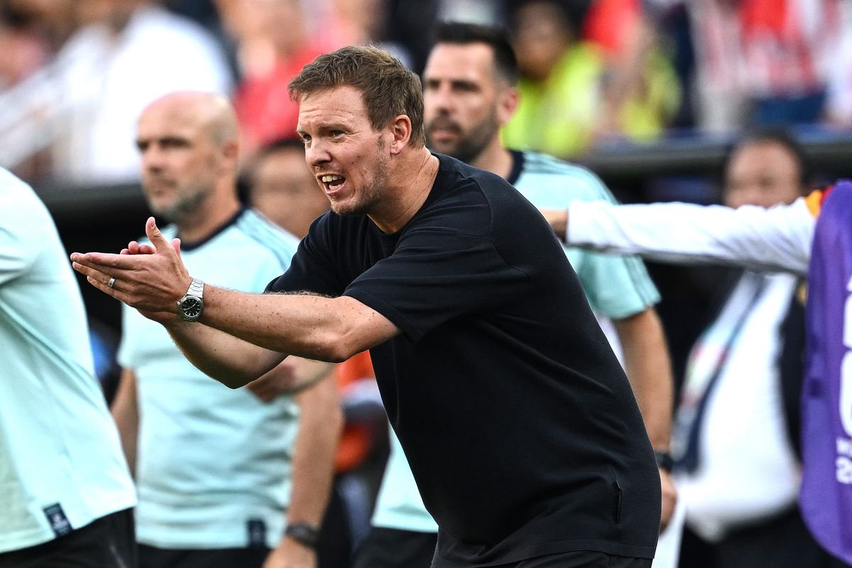 FOXBOROUGH, MASSACHUSETTS - JUNE 29: Julian Nagelsmann of Germany reacts during the FIFA World Cup 2026 Round Of 32 match between Germany and Paraguay at Boston Stadium on June 29, 2026 in Foxborough, Massachusetts. (Photo by Image Photo Agency/Getty Images)