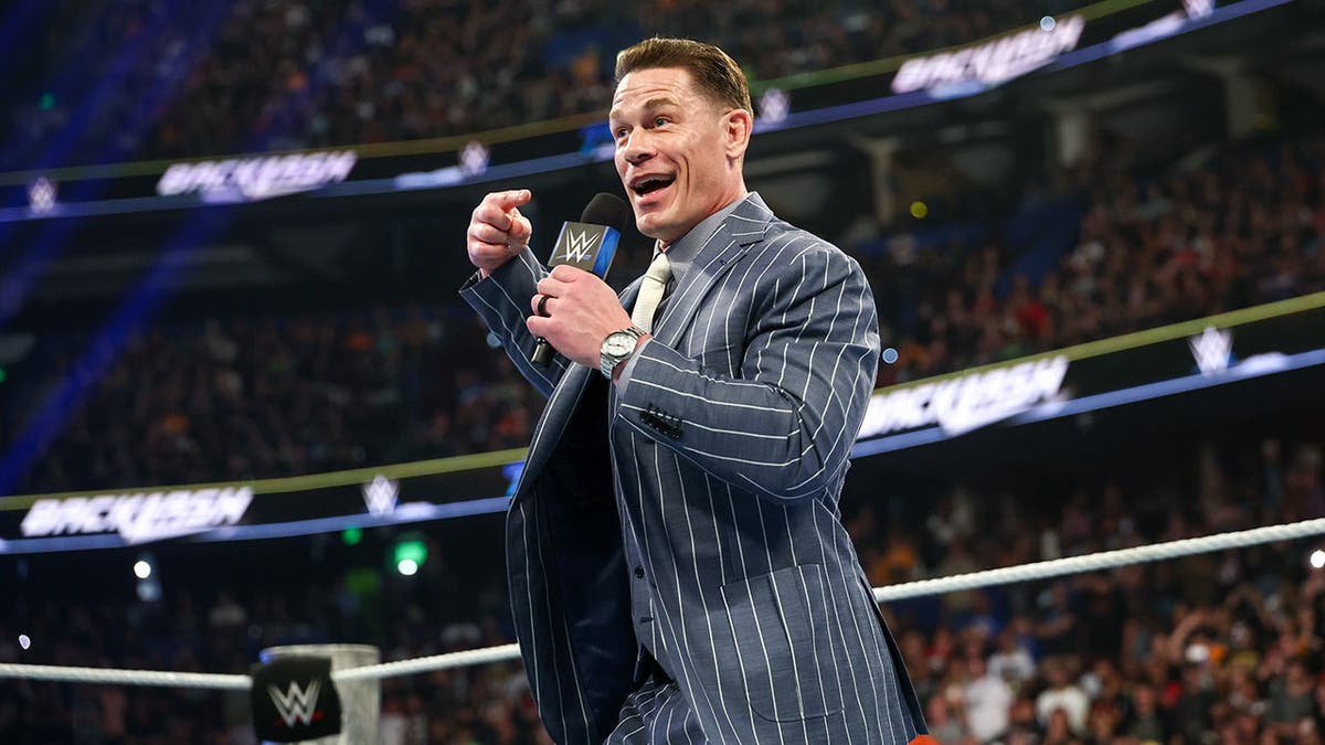 John Cena speaks during WWE Backlash at Benchmark International Arena.