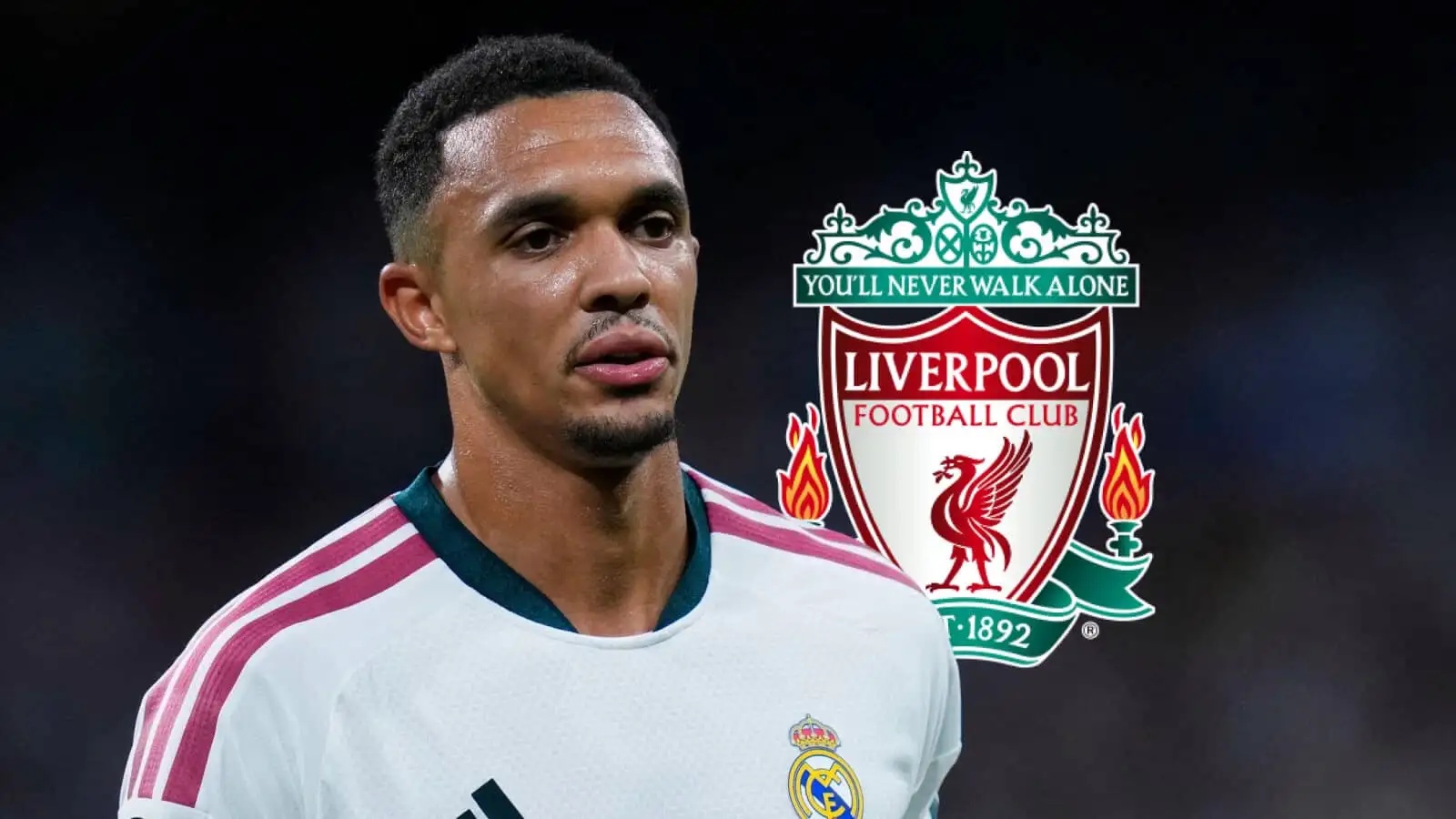 Real Madrid star Trent Alexander-Arnold with a Liverpool badge
