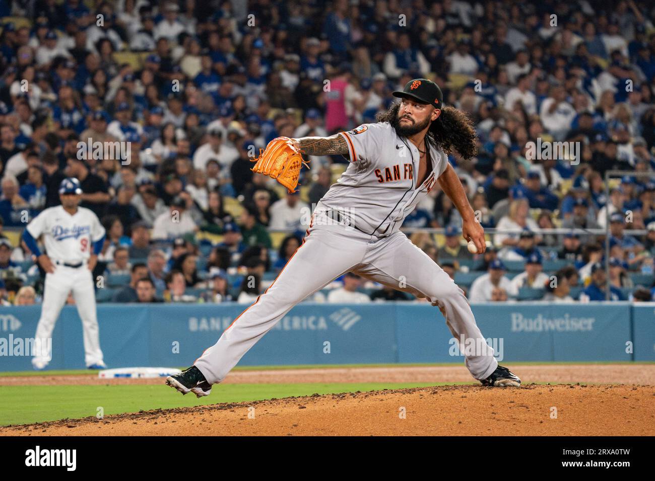San francisco giants pitcher sean manaea throws during a mlb game against the los angeles dodgers friday september at dodger 