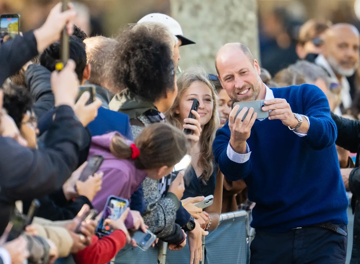 Prince William taking a selfie with fans on October 13, 2026.