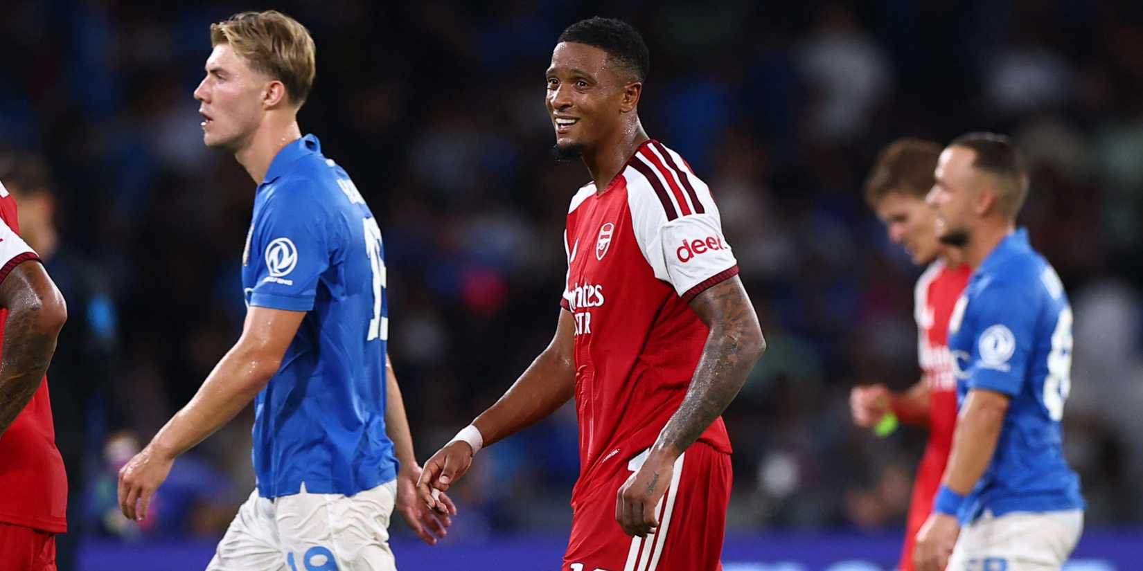 Arsenal defender Ezri Konsa against Napoli