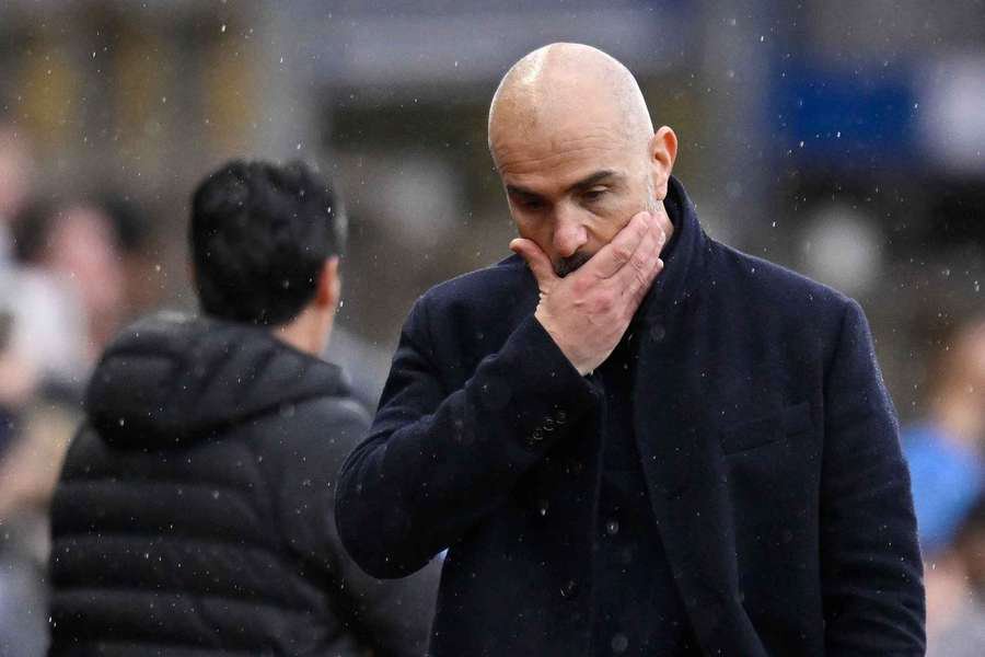Manchester City manager Enzo Maresca looks dejected after the loss to Villa