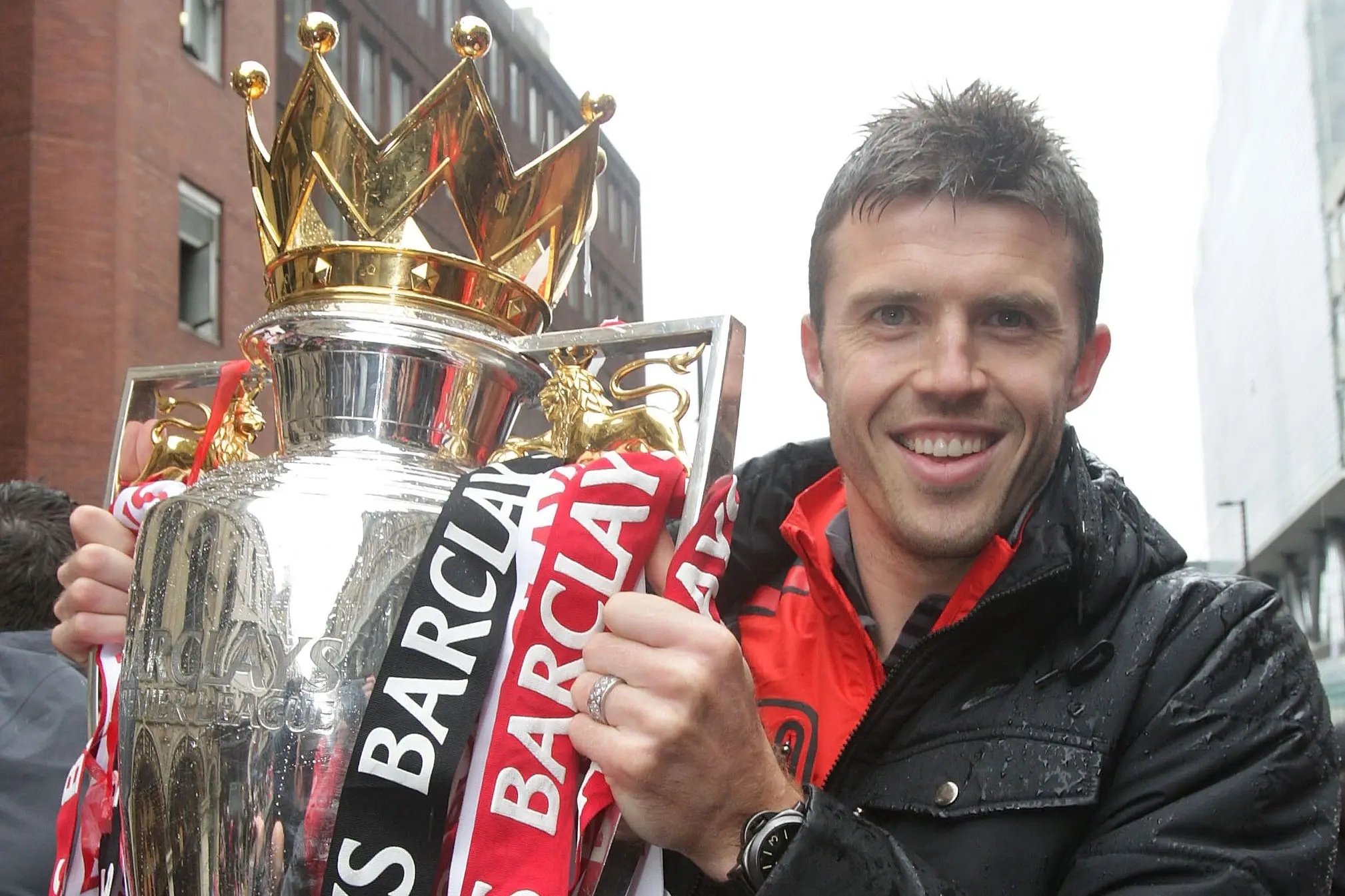 Michael Carrick with the Premier League trophy.