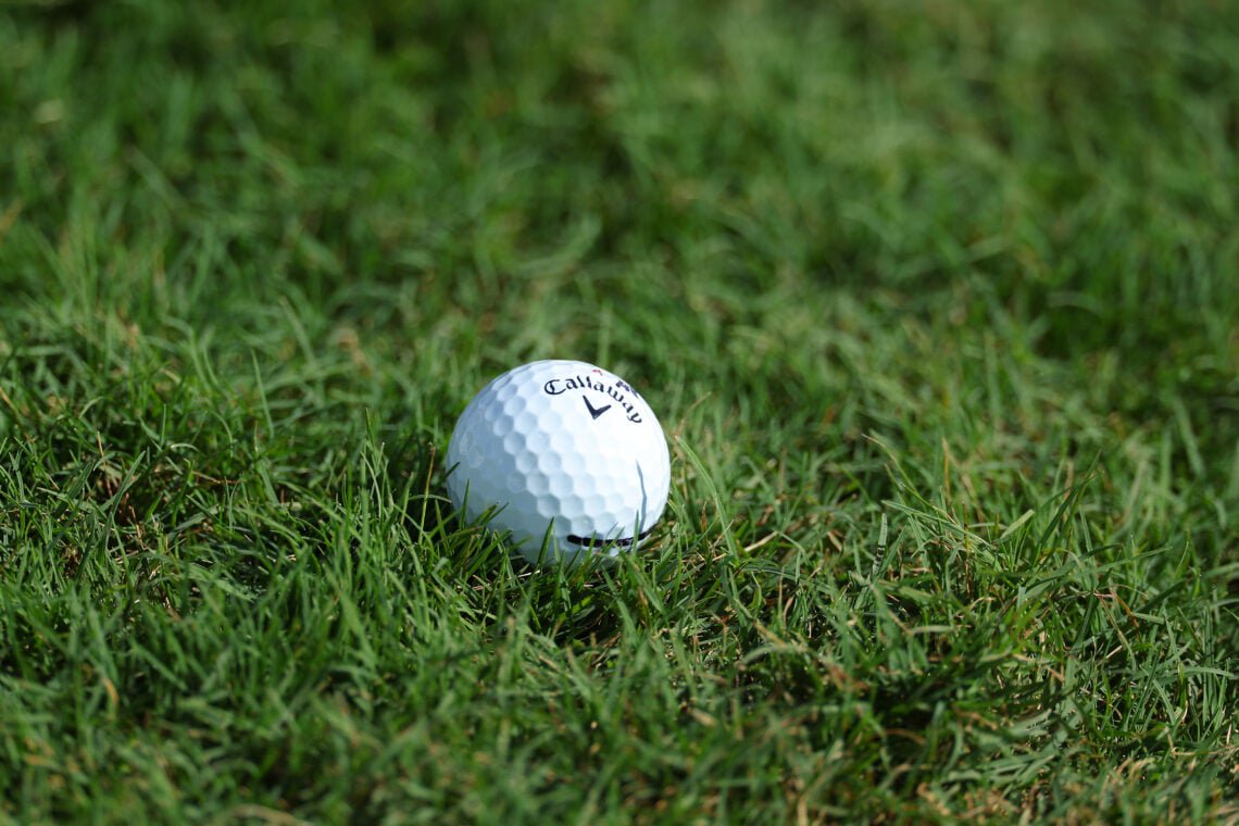 A golf ball on the 18th hole during the final round of The Sentry at Plantation Course at Kapalua Golf Club