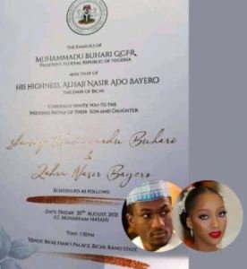 Buhari’s Son Yusuf’s Wedding Invitation Card That Got People Talking