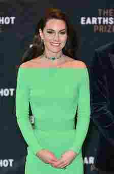 The Princess of Wales wearing a green dress and emerald choker at the Earthshot Prize