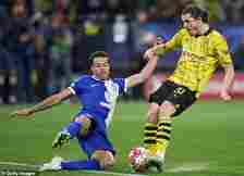 Cesar Azpilicueta made an impressive block but struggled to deal with Dortmund's pace