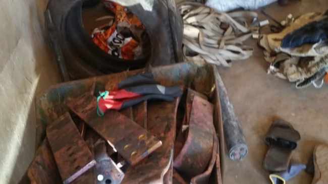 Copper cables recovered in Klerksdorp, North West. A policeman was arrested after he was found burning copper cables.